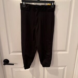 NEW‎ Rawlings Youth Baseball Pants SZ M Belt Loops Black Elastic Softball Sports
